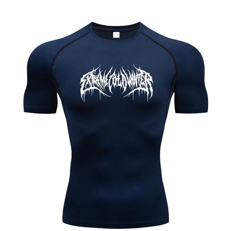 Abbigliamento Fitness Estivo Felpa a Compressione Manica Corta Uomo Corsa Asciugatura Rapida Top Palestra Allenamento Bodybuilding Maglietta