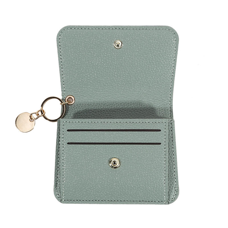 Ladies' Simple PU Leather Mini Zip Around Wallet Solid Color Slim Card Holder Coin Purse with RFID Blocking
