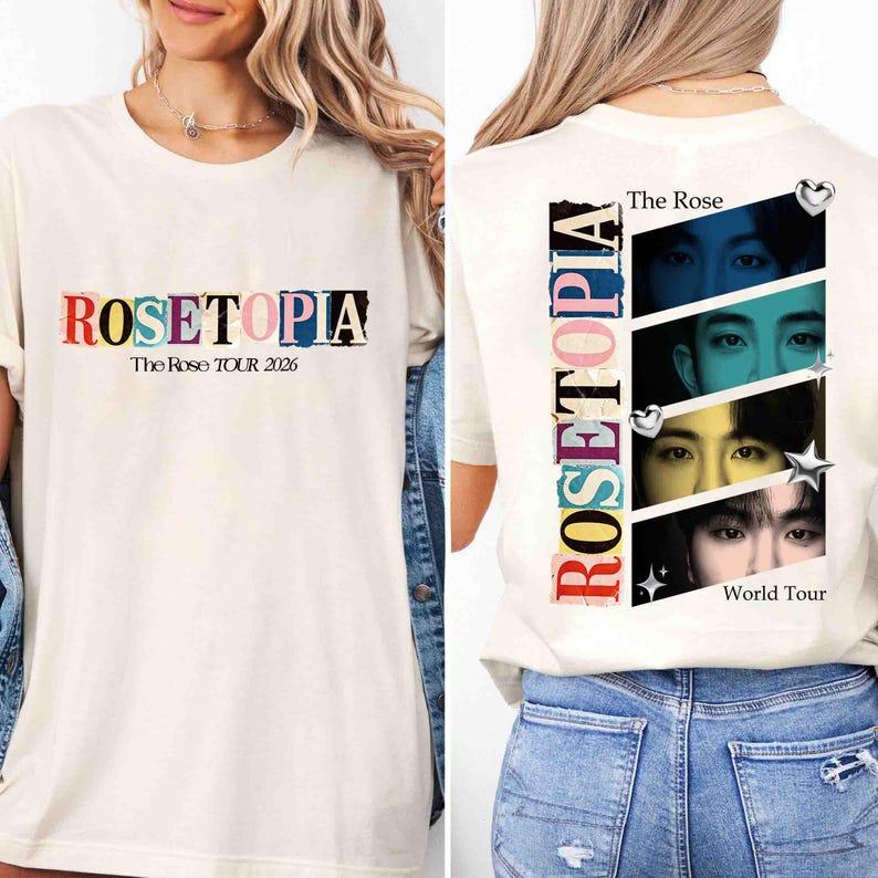 Vintage The Rose Rosetopia Welttournee Shirt, The Rose Blue Moon Shirt, Kpop The Rose Tour 2026 Shirt Y2K Gothic Baumwolle Oversized T-Shirts S