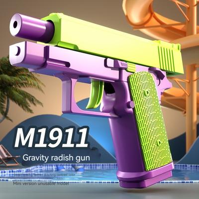 3D Radish Toy Gun Model Cannot Shoot M1911 Pistol Empty Load Hang-up 3D Printing Fidget Toy for Boys Decompression