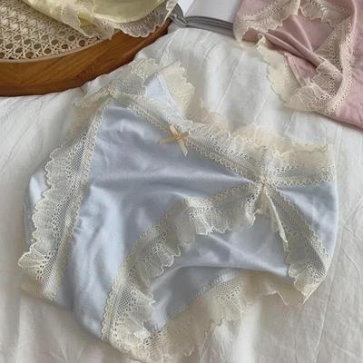 Women's Low Waist Lace Trim Modal Panties - Soft, High Split, Pure Cotton Crotch