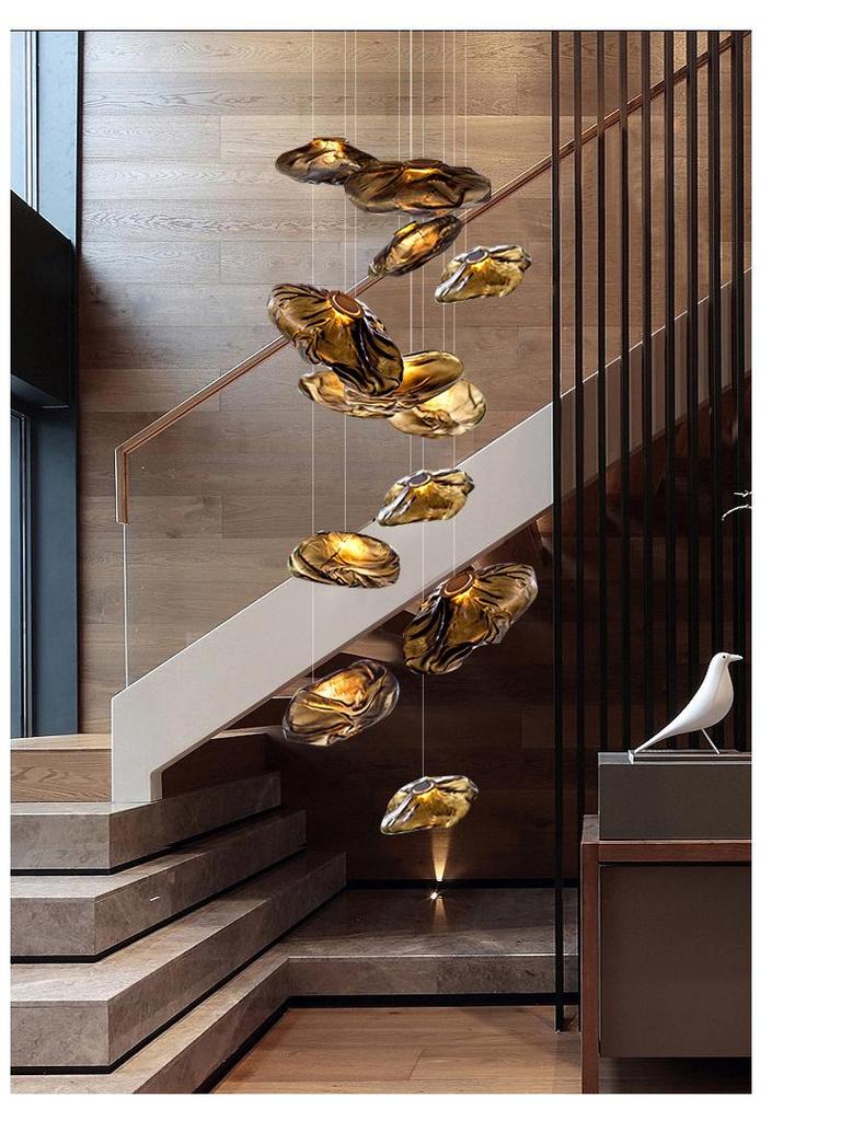 Designer Glass Cloud Staircase Pendant Light for Loft or Villa Living & Dining Rooms