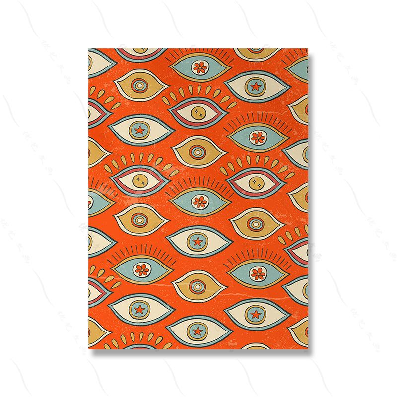 70s Flower Psychedelische Disco Art Poster Fashion Vintage Orange Butterfly Colorful Canvas Painting Room Home Decor No Frame