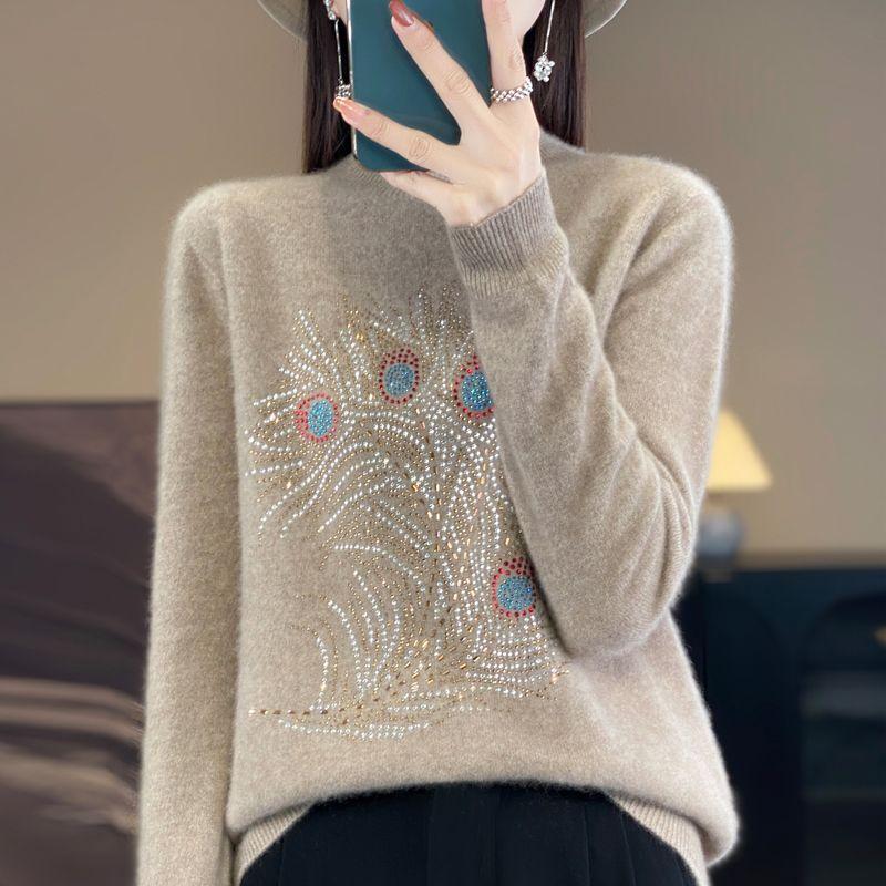 

Женский свитер Осень Зима Утепленный пуловер Теплый вязаный в полоску с круглым вырезом Базовый слой Эластичный с длинным рукавом Оверсайз Джемпер Топы L дубильная кора