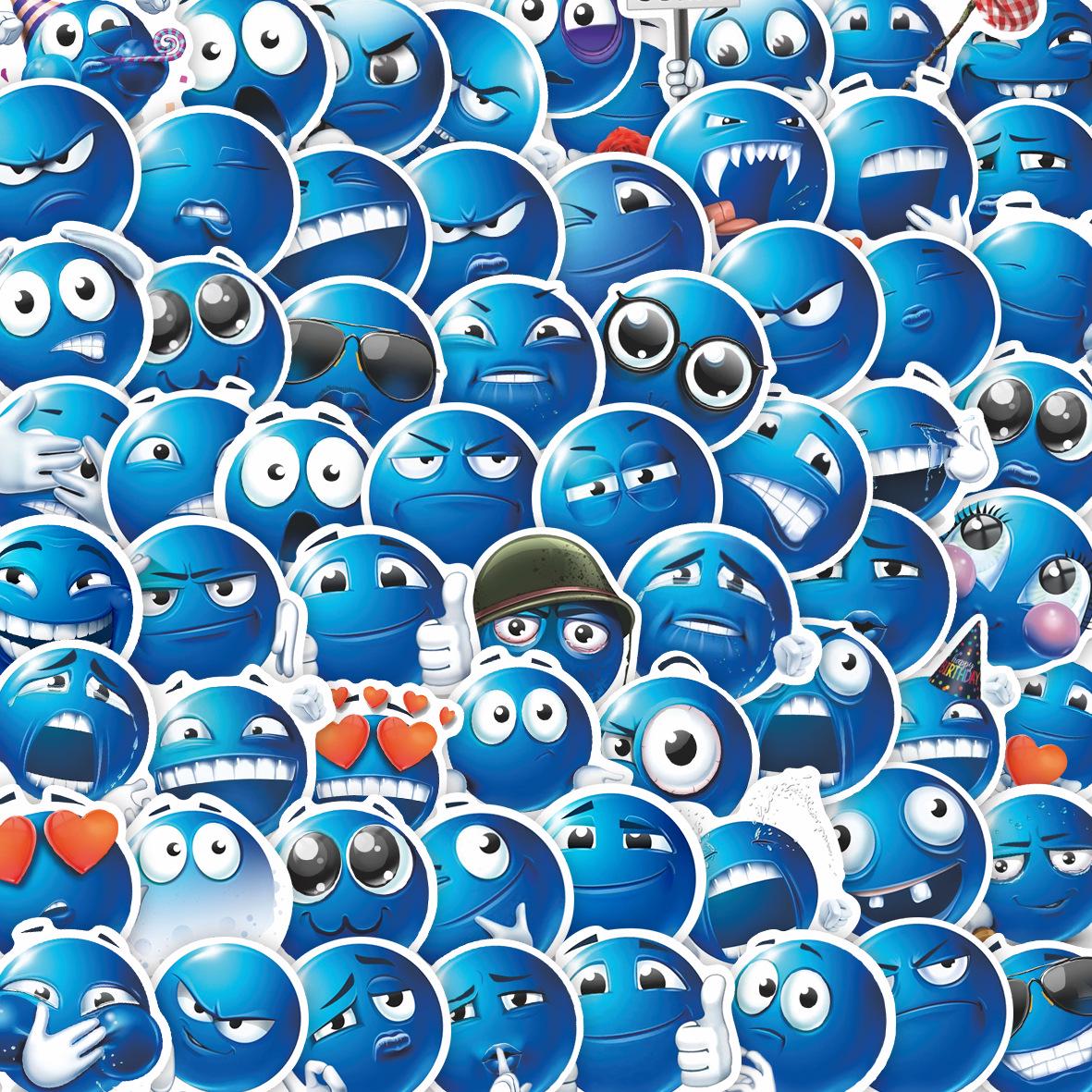 

64 Waterproof Blue Bean Emoji Stickers - Fun, Decorative, and Funny for Notebooks Standard сірий колір