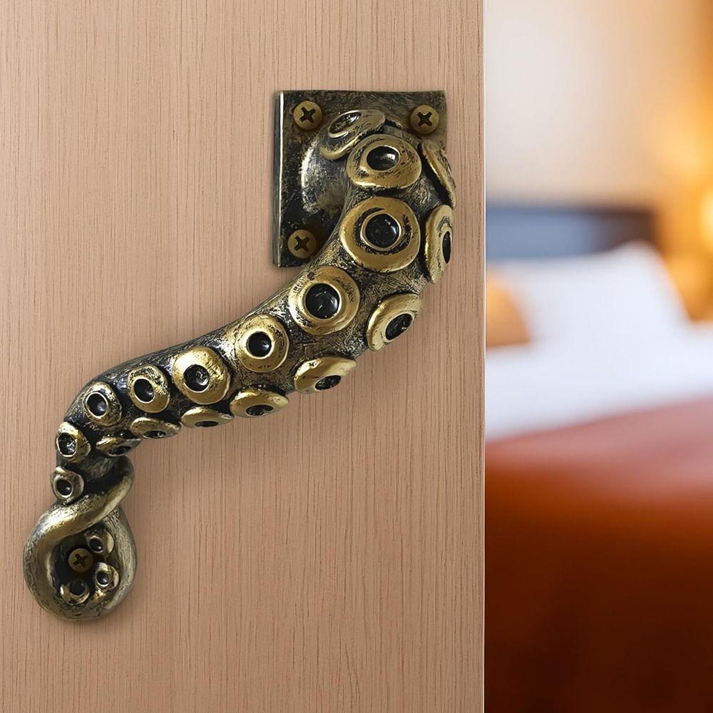 Einzigartiges Tentakeldesign Oktopus Türgriff Strapazierfähiger ergonomischer Griff Steampunk Türknöpfe Premium Polyresin Bronze-Finish