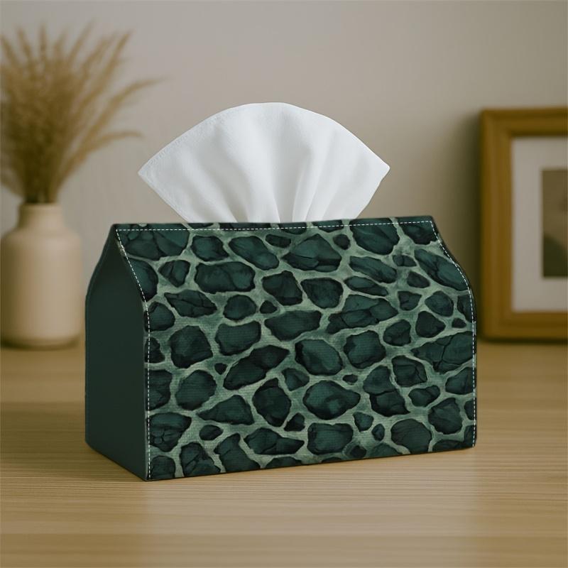 1pc of Modern Abstract Tissue Box Cover with a Stone-Like Green Texture, Made from High-Quality, Waterproof, Durable, And Lightweight Materials. It Is