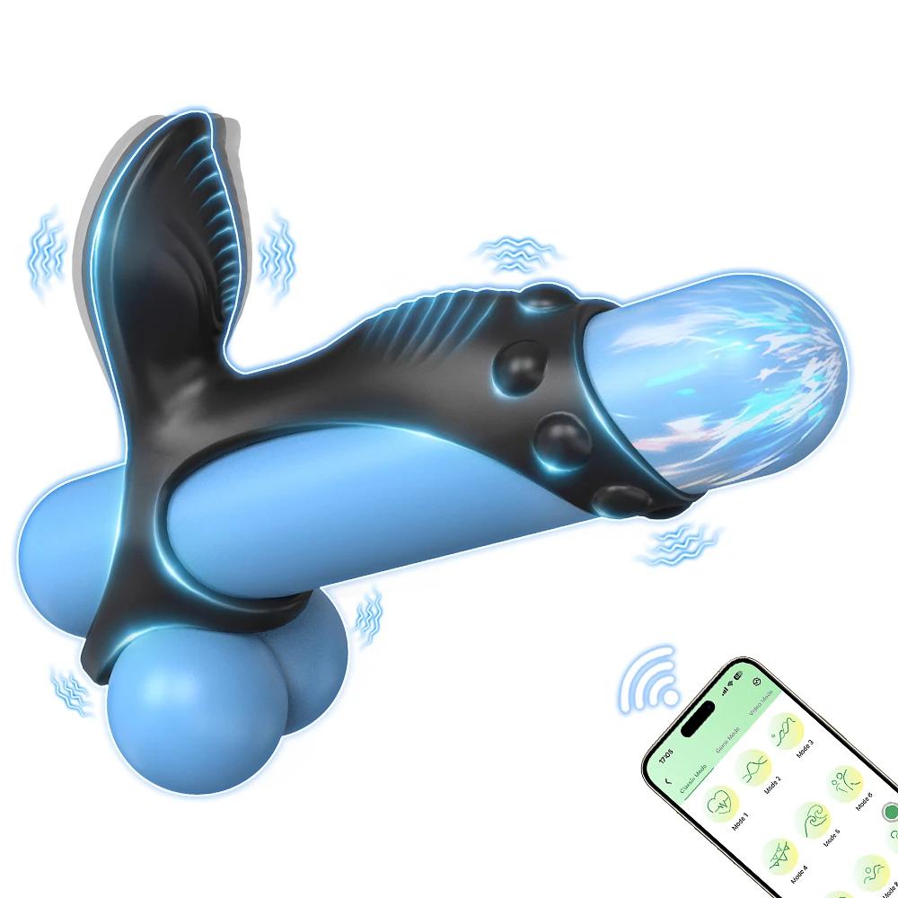Vibrating Penis Ring with 360° Rotating G-Spot Stimulator Cock Ring Adult Sex Toys Clitoral Massager for Women Men Couples