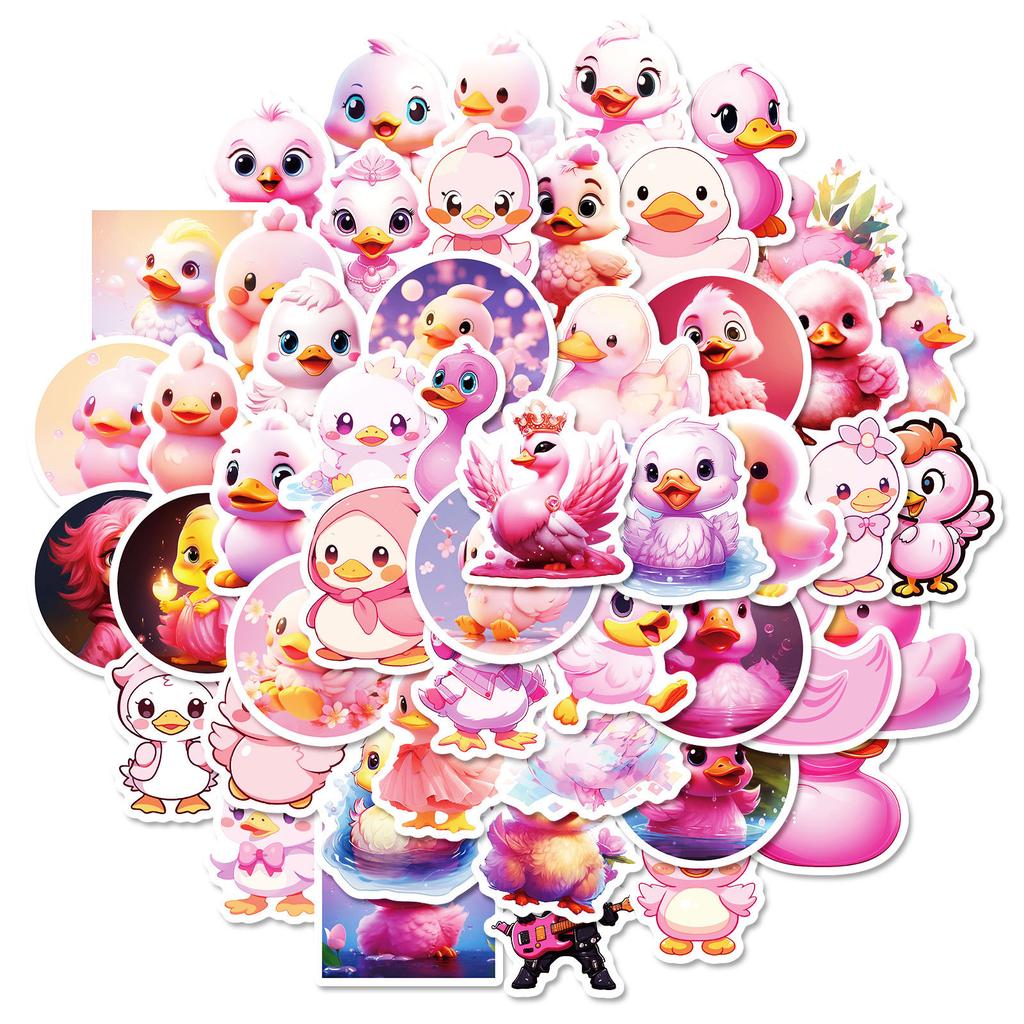 50 Pink Duck Cute Stickers Children's DIY Laptop Skateboard Guitar Laptop Waterproof Stickers