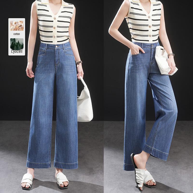 Women s Tencel Blend Loose Straight Casual Pants L