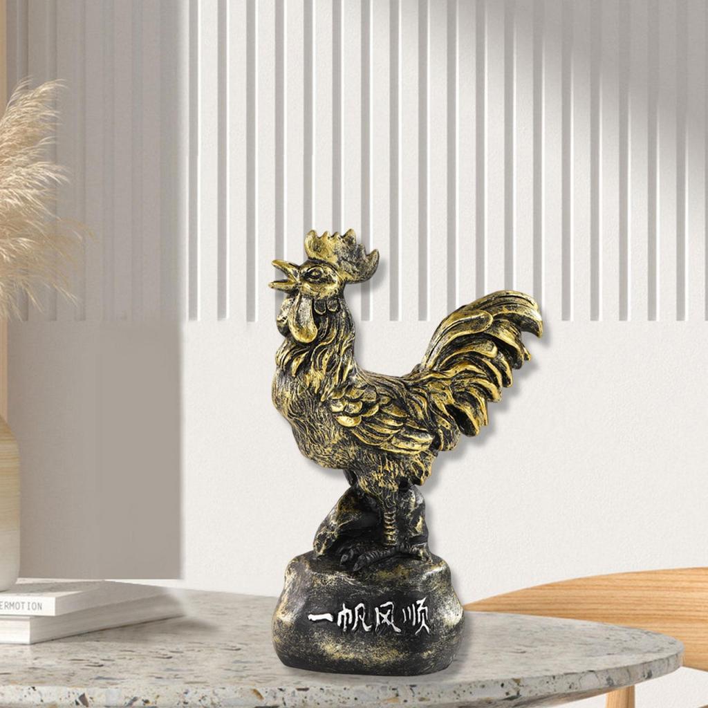 Lucky Rooster Figurine Tabletop Decoration 9.7×5×15cm Wear Resistant for Lucky Blessing Lightweight Versatile Resin