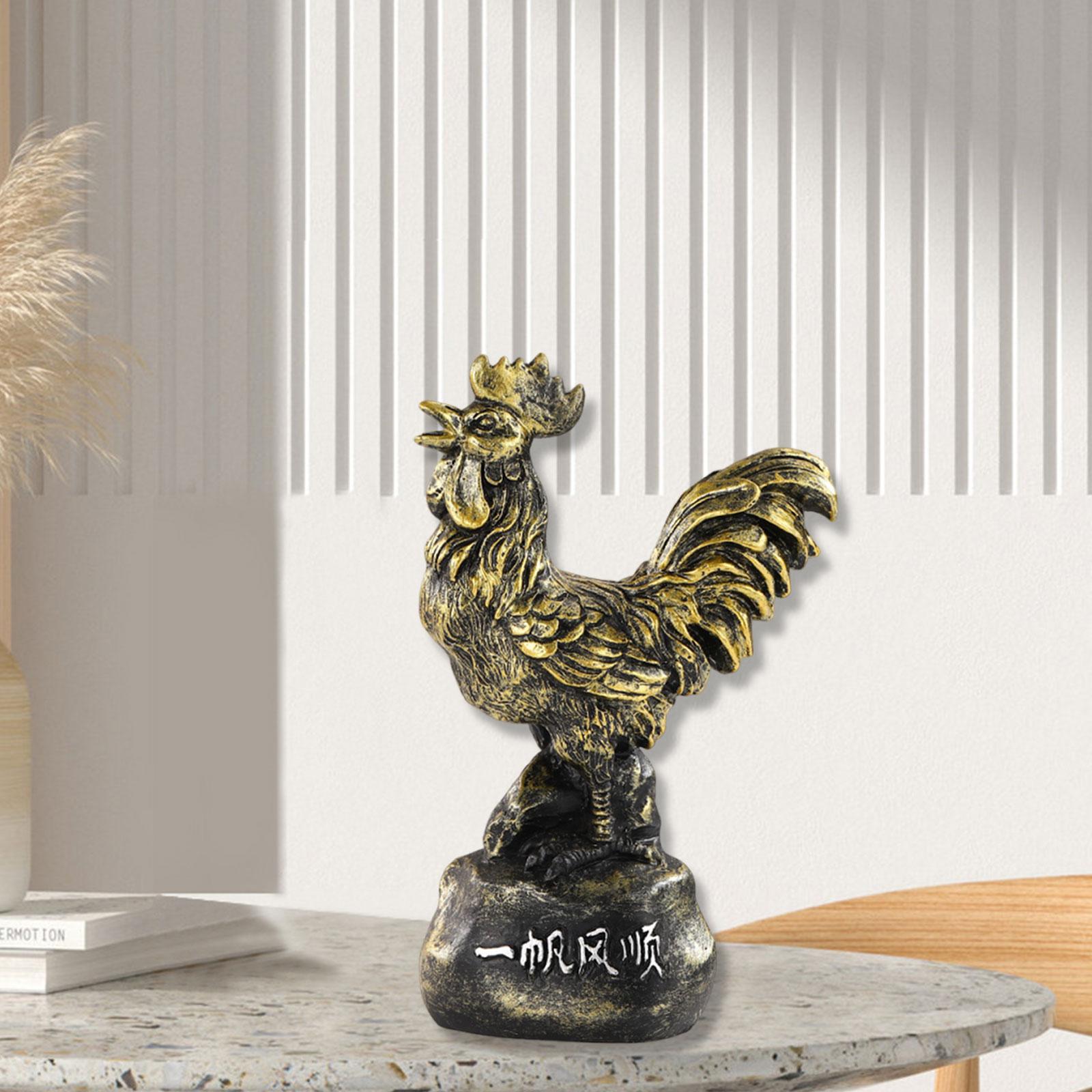 

Lucky Rooster Figurine Tabletop Decoration 9.7×5×15cm Wear Resistant for Lucky Blessing Lightweight Versatile Resin золотистий