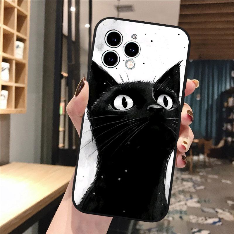 Black Cat Phone Case For Iphone 15 14 Pro Max 13 12 11 Pro Max XSMax XR 12 13 Mini 14 Plus