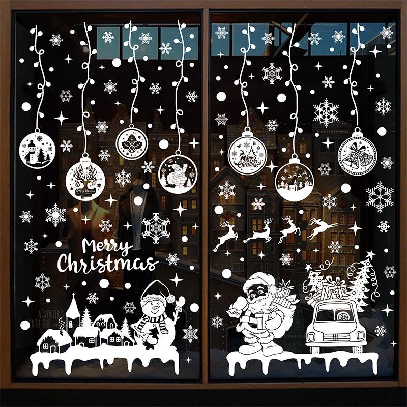 2023 Christmas Window Stickers, Double Sided Display Windows, Holiday Decorative Wall Stickers, Electrostatic Wall Stickers