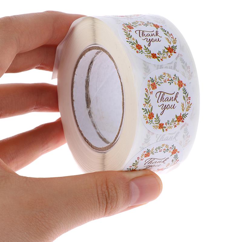 500Pcs/roll Floral Thank You Sticker for party Package stationery sticker