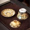 360° Hovering Lid Gaiwan – Jade Porcelain Three-Part Chinese Tea Bowl for Gongfu Brewing
