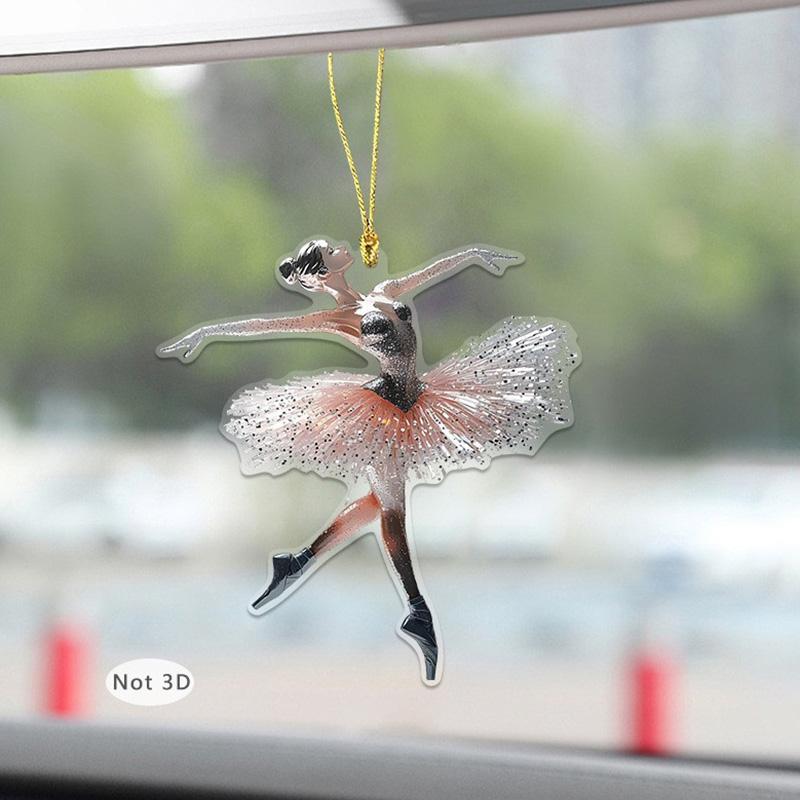 

Acrylic Dancing Girl Christmas Pendant Sparkling 2D Flat Ballet Girl Christmas Decoration Home Ornament Car Backpack Deco
