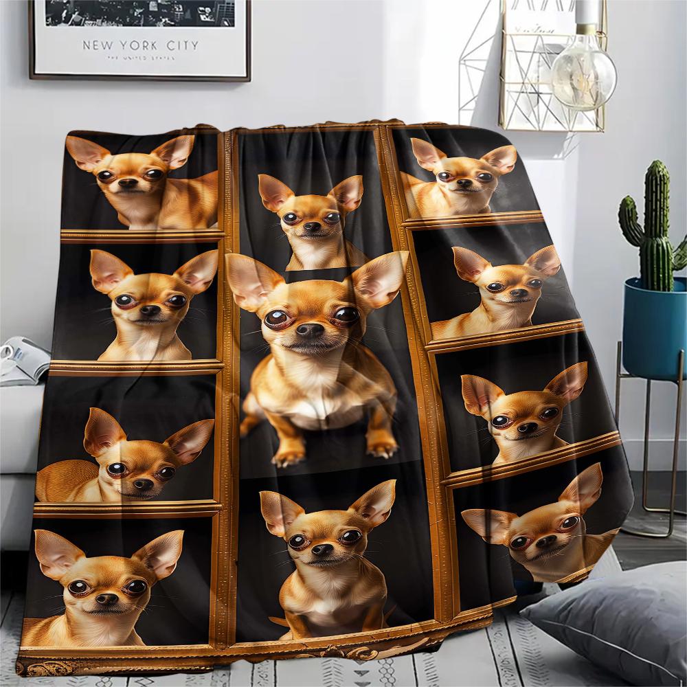 1 Stück Yorkshire Chihuahua Druck Flanelldecke, Hohe Qualität, Bequem für alle Jahreszeiten, Heimdekoration, Wärme und Komfort, Perfekt für Weihnachtsgeschenke