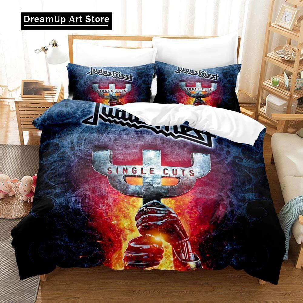 3D Print Judas Priest Bedding Set Boys Girls Twin Queen Size Duvet Cover Pillowcase Bed Kids Adult Fashion Home Textileextile