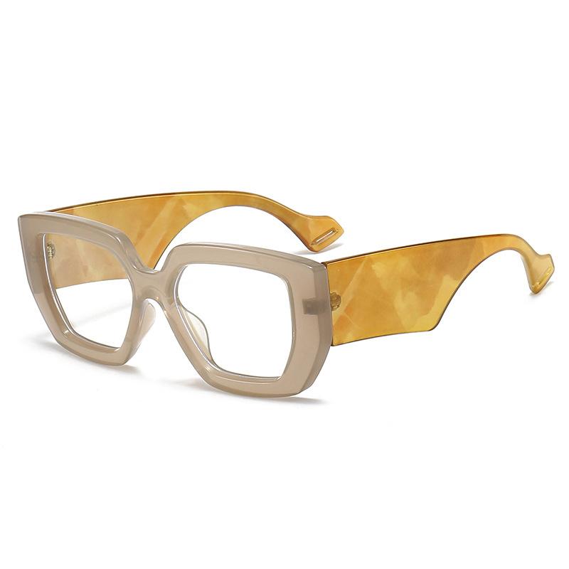 Trendy Thick Frame Oversized Square Glasses Women Men Colorful Wide Legs Eyewear Frame Female Green Optical Transparent Lens