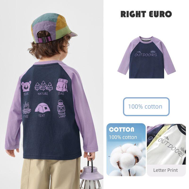 Right European Style Boys' Pure Cotton Long-Sleeve T-Shirt Spring 2026 New Children's Clothing Base Shirt Baby Spring and Autumn Top
