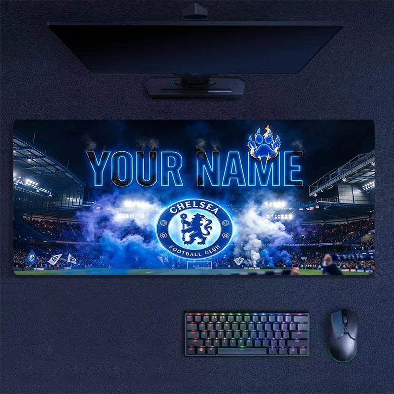 Custom Name,Chelsea Mouse Pad, Large Gaming Desk Mat, Non-slip XXL Mousepad for Laptop & Tablet, Mini PC Playmat with Stitched Edges