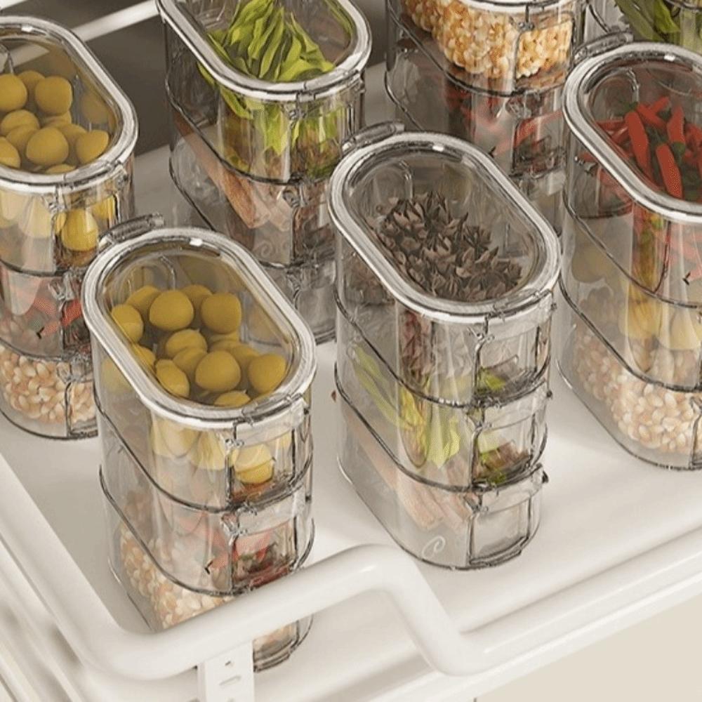 Transparent Seasoning Spice Box 1/3/5 Layers Food Storage Box Salt Jar  Spices Beans Nuts