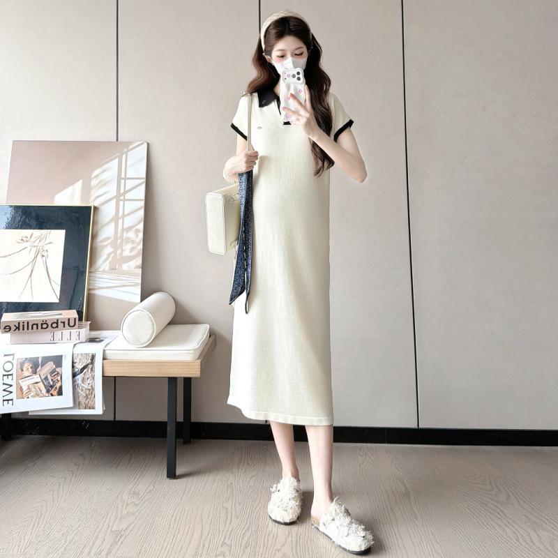 2026 Summer Knitted Plus Size Casual Maternity Dress M