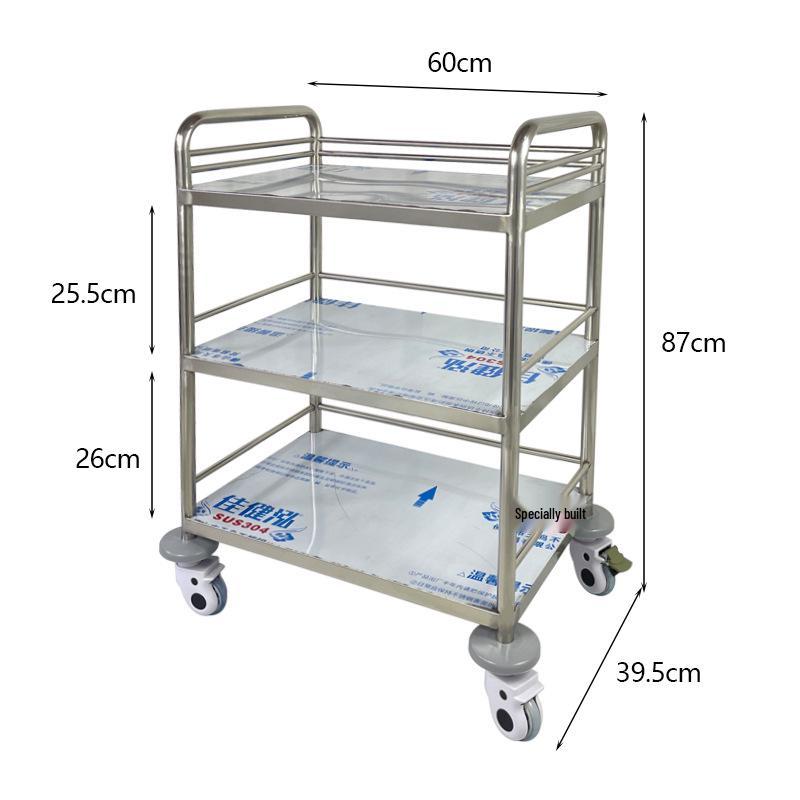 304 Stainless Steel Multi-Layer Cart with Silent Wheels - Anti-Collision, Multi-Functional Storage Trolley