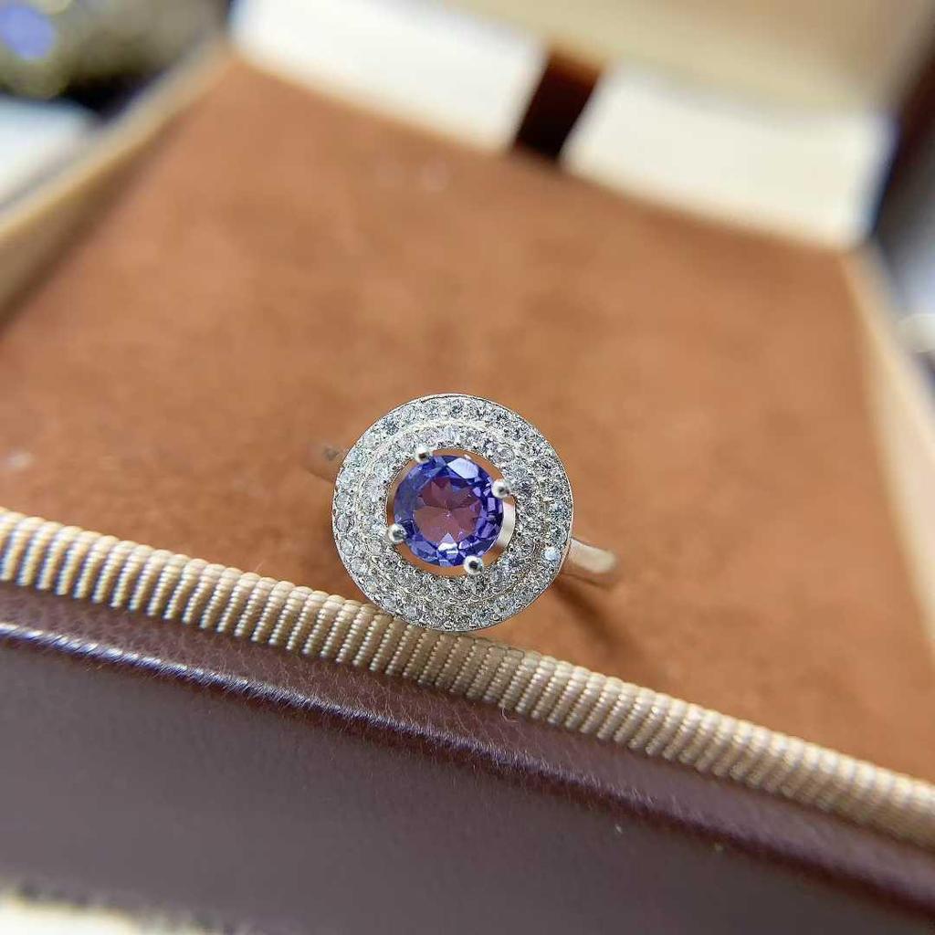Tanzanite S925 Sterling Silver Open Band Ring - Simple Daily Wear Design for Women