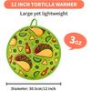 ABCKEY 12 Inch Tortilla Warmer Pouch, Zippered Fabric Tortilla Warmer to Keep Food Warm for Tortillas, Tacos, Naan and Pizza Rolls up to One Hour