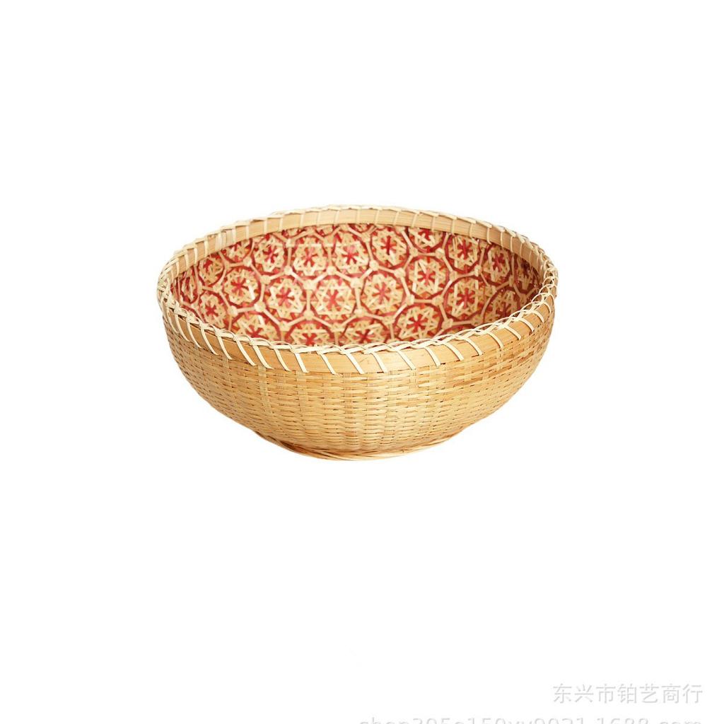 Bamboo Basket Hand-woven Basket Storage Basket Fruit Basket Home Decorative Basket Ornaments Kitchen Storage Basket