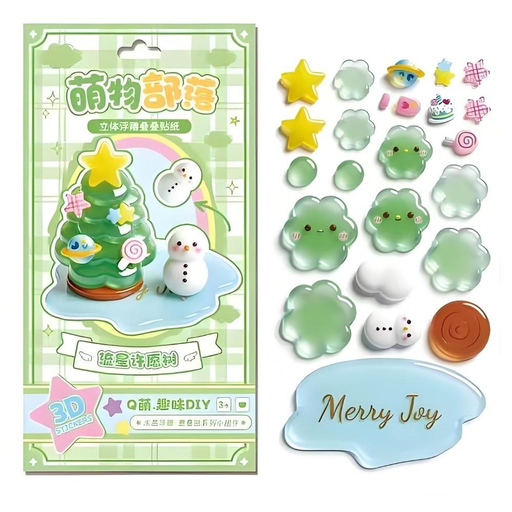 Relief Design 3D Embossed Stickers Fun Series Puffy Texture 3D Crystal Stickers Cute Tree Design Crystal Clear 3D Puffy Stickers