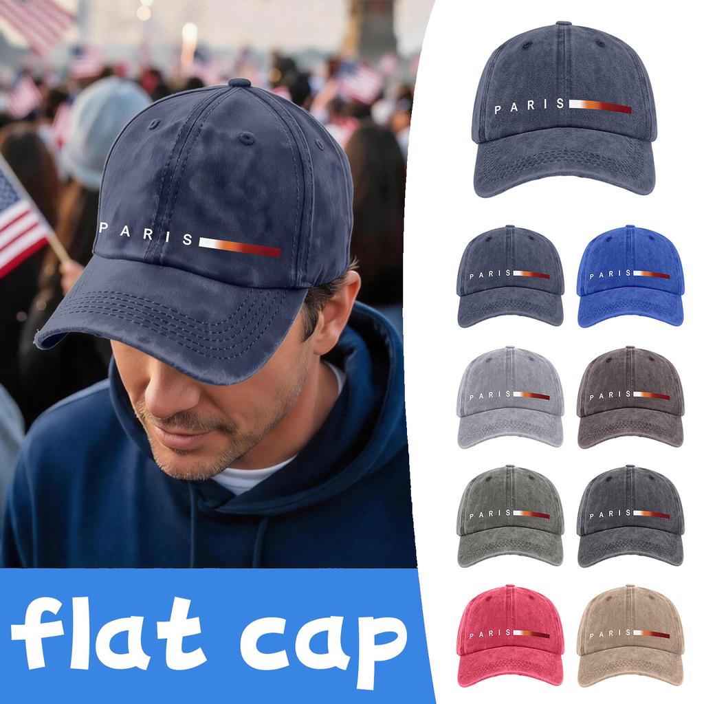 Men's and women's distressed washed casual baseball caps, trendy letter patterned hats
