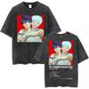Vintage Washed Anime The Summer Hikaru Died Yoshiki Graphic T-shirt Men Women Printed Tee Summer Casual Fashion Clothing Tops Streetwear