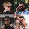 Retro and Fashionable Rectangular Sunglasses with Colored Lenses for Men and Classic Rectangular Black Sunglasses with UV400 [SHEEN KELLY] Women.