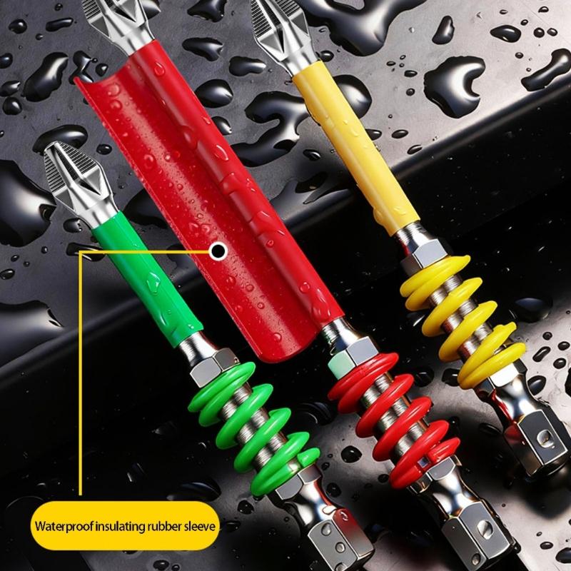 4Pcs High Hardness Alloy Steel Magnetic Spring Loaded Hexagonal Shank Screwdriver Bit For Electricians, Mechanics