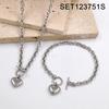Stainless Steel Heart Pendant Necklace & Bracelet Set - Fashionable Titanium Jewelry