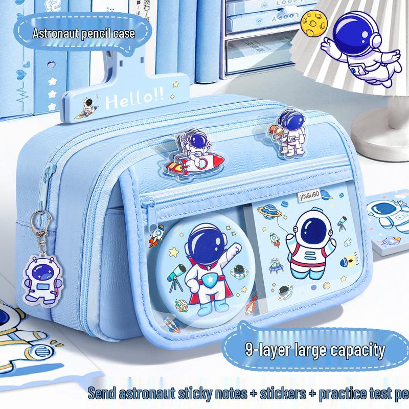 2025 Astronaut XL Blue Pencil Case: Multi-functional Stationery Box for Primary School Boys