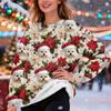 Women's Fashion Casual Long Sleeve Christmas Printed Round Neck Top Sweatshirt