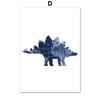 Blue Dinosaur T-Rex Brachiosaurus Wall Art Canvas Painting Nordic Dino Posters And Prints Wall Pictures For Baby Kids Room Decor