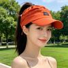 Women's Packable Open-Top Sun Hat Cap, Breathable Nylon Ponytail Style with Front Bill for Hiking and Holiday Travel