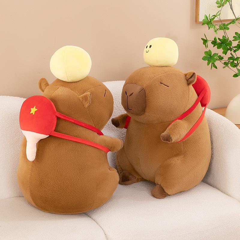 Table Tennis Capybara Backpack Plush Toy Cartoon Children Birthday Doll Gift