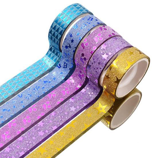 10 Rolls Glitter Washi Tapes No Trace Color Masking Tapes DIY Nail Art Stationery Scrapbooking Decoration Adhesive Tapes School Supplies