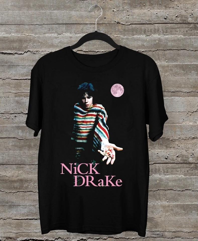 

Vintage Nick Drake Pink Moon Short Sleeve Black S to 5XL Shirt ZL232 Unisex T-Shirt XL