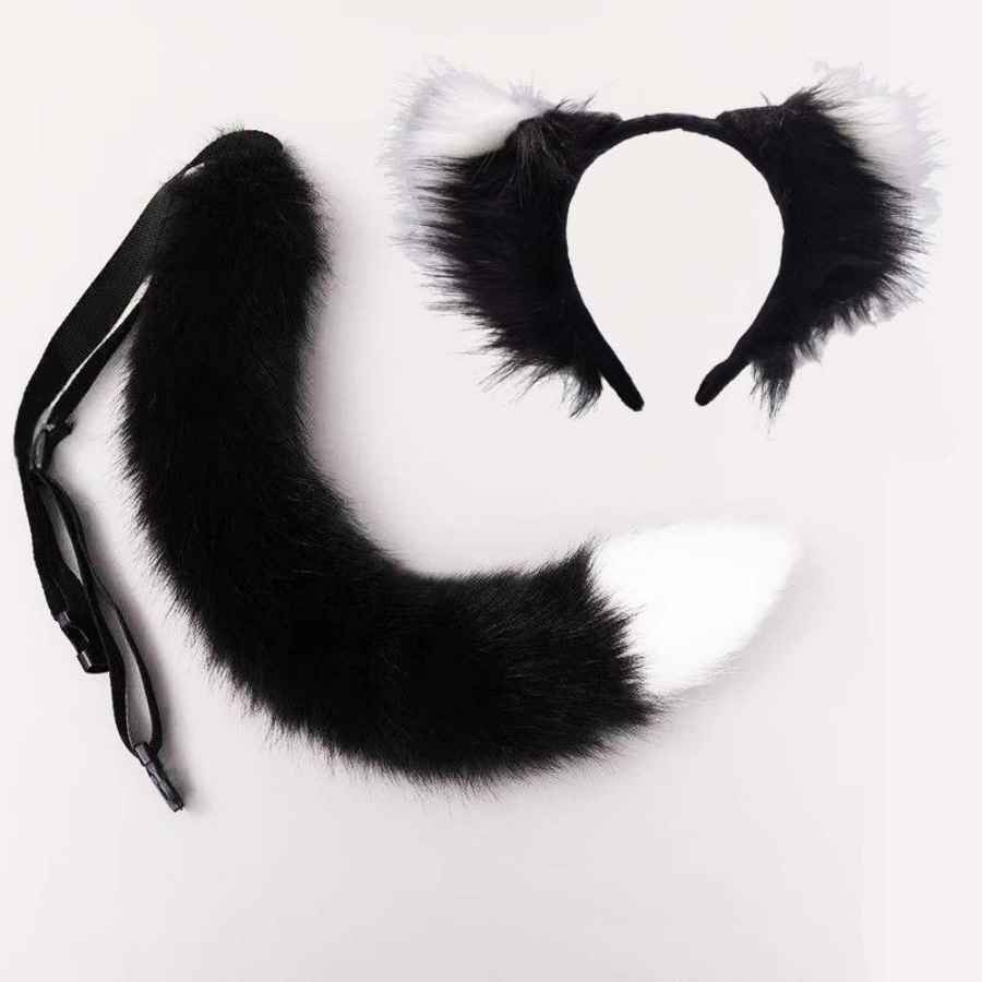 Sexy Fox Mask Tail Set Holiday Party Role Play Furry Animal Mask Tail Halloween Masquerade Party Props Stage Performance Set
