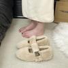 Inner Height Increase Thick-soled Plush Warm Fluffy Shoes Women Wear Velcro In Autumn and Winter, Foreign Style Mary Jane Single Shoes Cotton Shoes