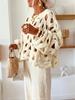 Cardigan Pulover Casual Tricotat cu Decupaje pentru Femei cu Mânecă Lungă
