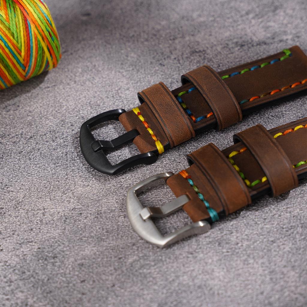 22 Get The Goods, Crazy Horse Leather Strap, High-Quality First-Layer Cowhide Handmade Strap, Watch Accessories.