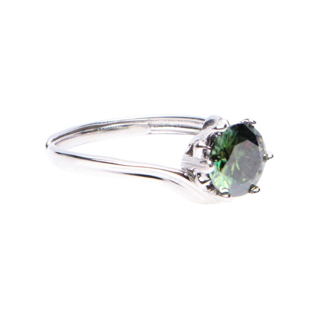 Bien Vetu Green Moissanite Ring 1 Carat Wave Setting 123